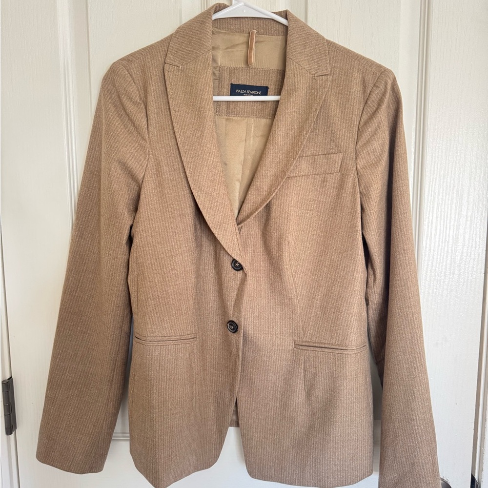Piazza Sempione Beige Virgin Wool Italian Tailored Blazer IT 44 Lined